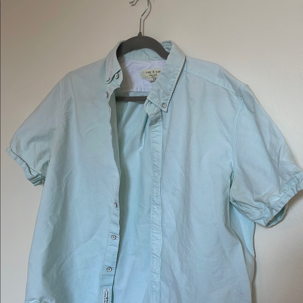 rag & bone Men's Light Blue Casual Button Down Shirt